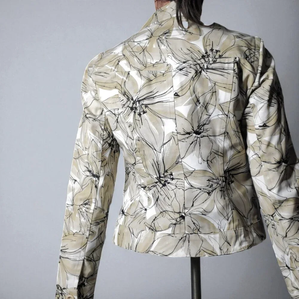 Rafaella 100% Cotton Jacket Pockets Floral Abstract Size M - y2k - Picture 4 of 5